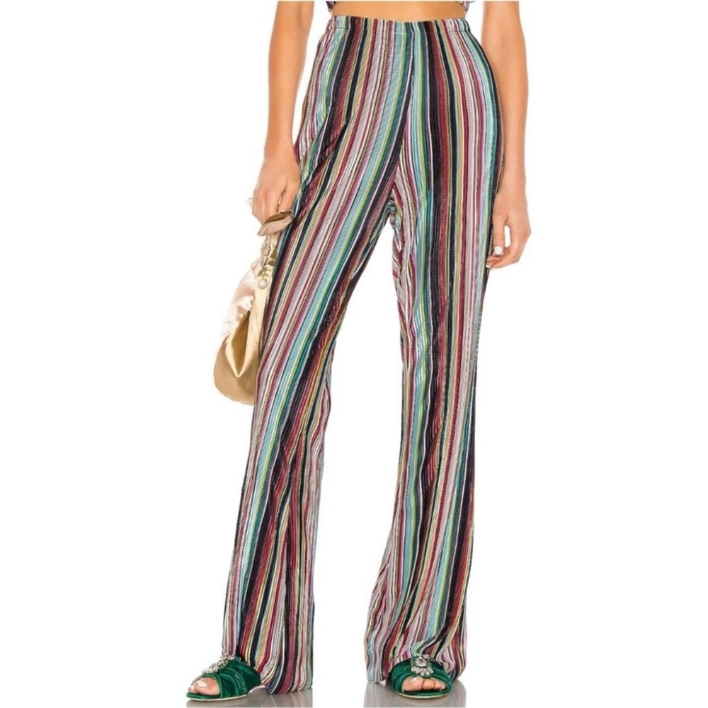 Camila Coelho Revolve Jaggar Multi Color High Waist Stripe Flare Pull On Pant S - Picture 2 of 9